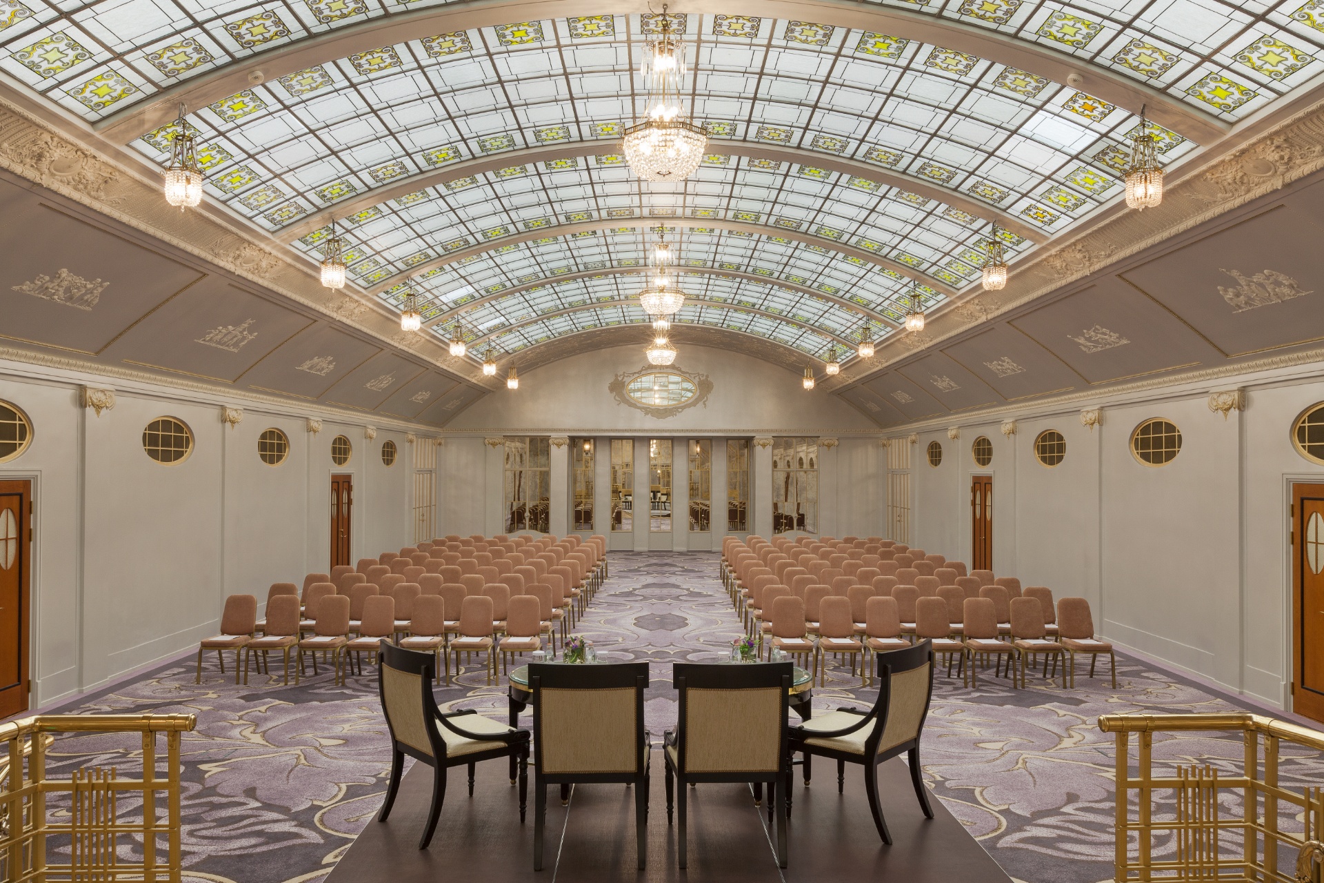 The Krysha Ballroom beneath its stained-glass ceiling, Belmond Grand Hotel Europe