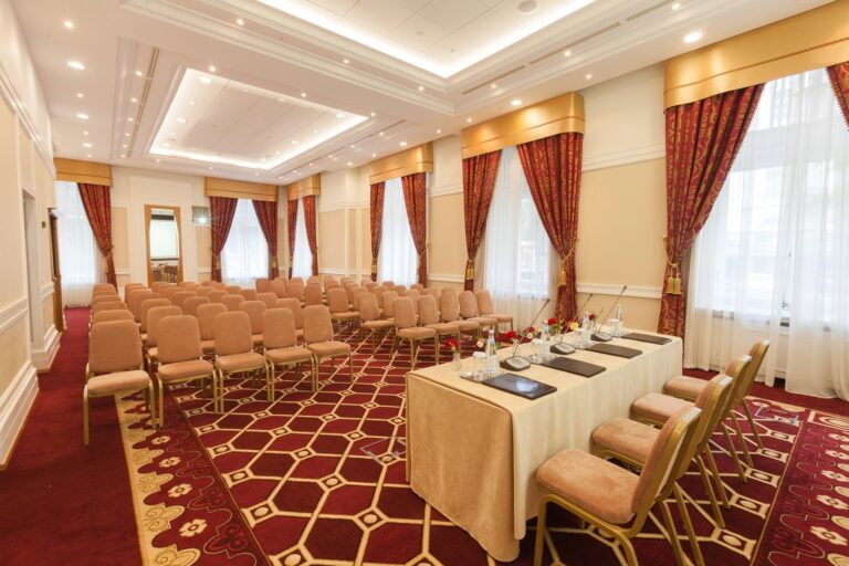 The Tchaikovsky Room in the Conference Centre, set theatre-style, Belmond Grand Hotel Europe