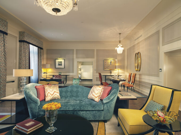 A sitting room in the Presidential Suites, Belmond Grand Hotel Europe