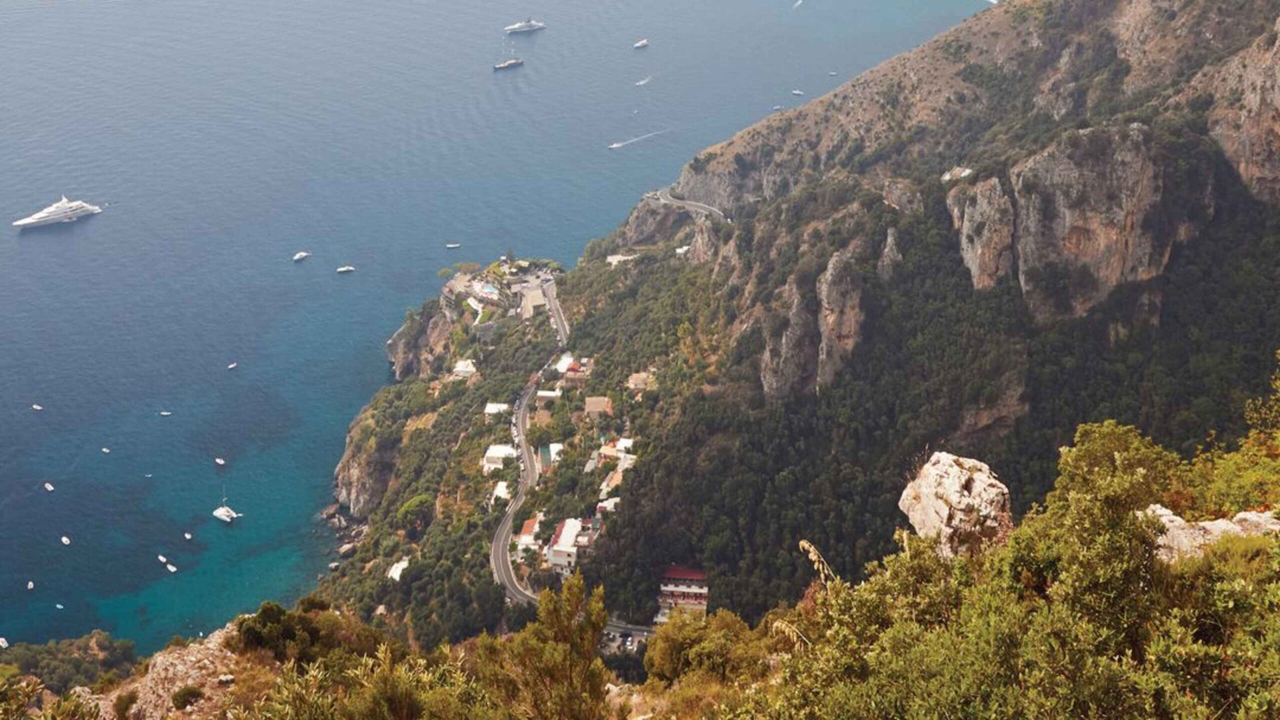 Cliffs and sea of the Amalfi Coast seen from above, Belmond Hotel Caruso