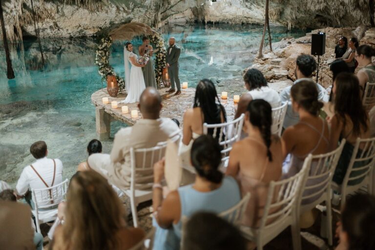 Guests seated for a ceremony above a cenote, Tulum, Better Together Mexico