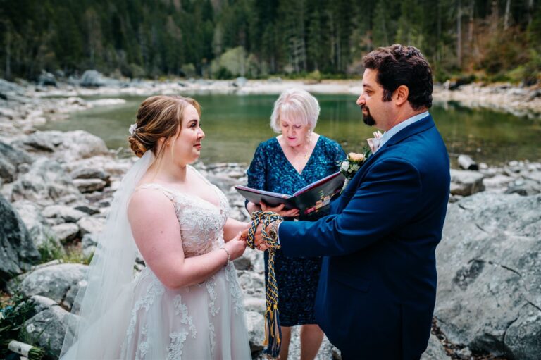 Handfasting ceremony beside an alpine lake, Bavaria, Bilingual Celebrant in Europe