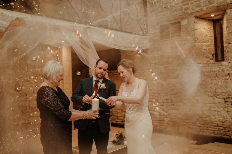 Candle ritual with the celebrant in the barn, Bilingual Celebrant in Europe