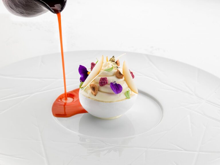 Dessert with sauce, Bled Rose Hotel