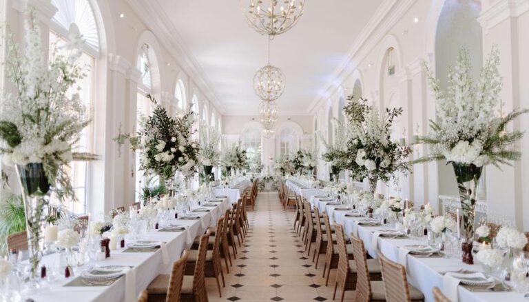A State Room dressed in white florals, Blenheim Palace