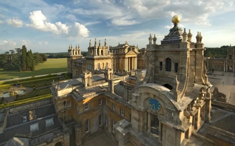 The gilded Baroque roofline against the sky, Blenheim Palace