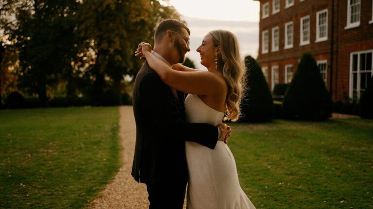 Eloise and Rob on the garden path at Sandon Manor, Staffordshire (frame from their film), Blue Ridge Films