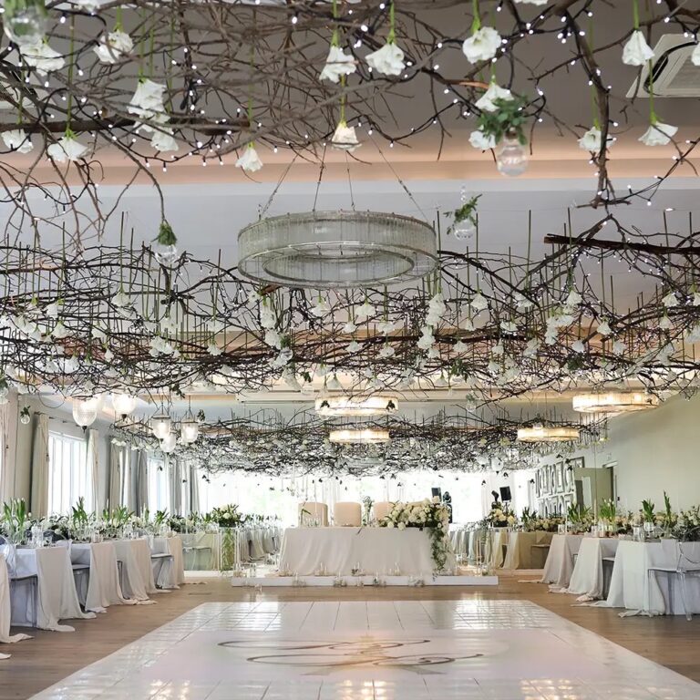 The Ballroom set for a seated reception, Bona Dea Private Estate