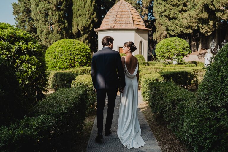 Walking through the Italian garden towards the chapel, Borgo Bucciano