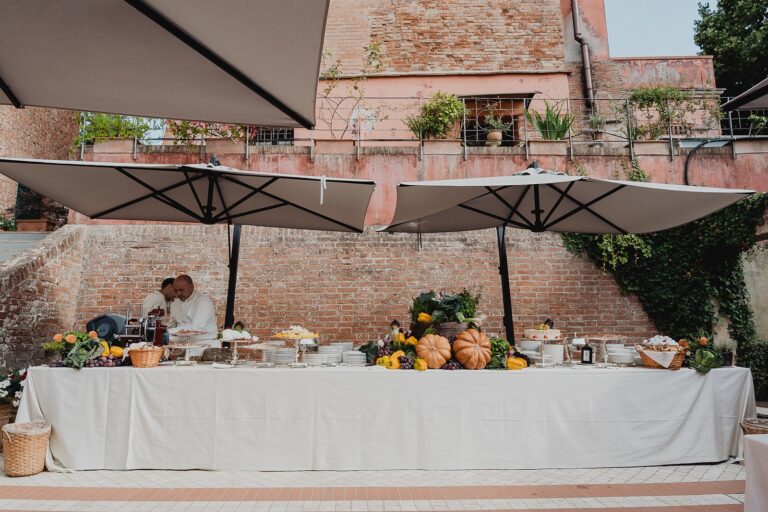 A fresh produce buffet in the courtyard, Borgo Bucciano