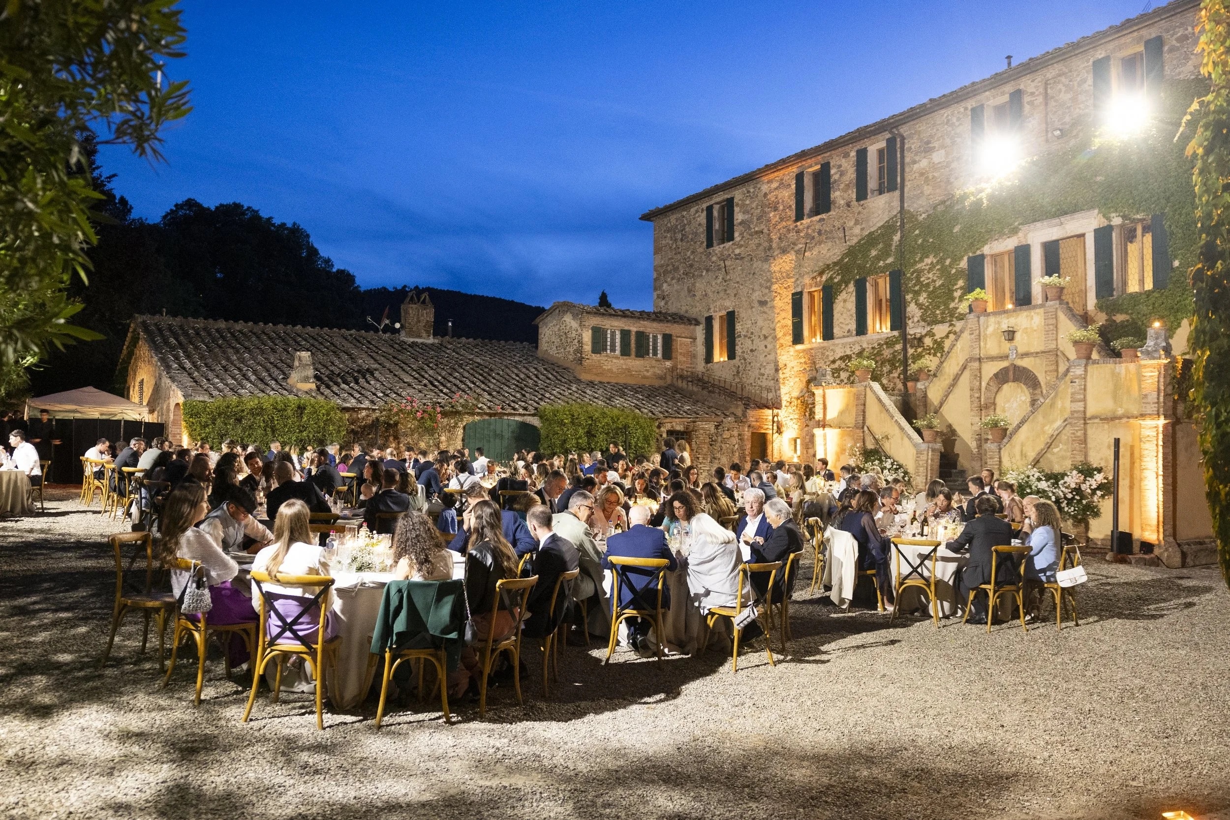 Dinner in the Courtyard at Dusk, Borgo di Recenza