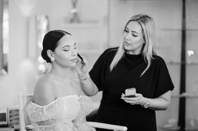 The team at work: a final touch of blush before the veil goes on, Botias