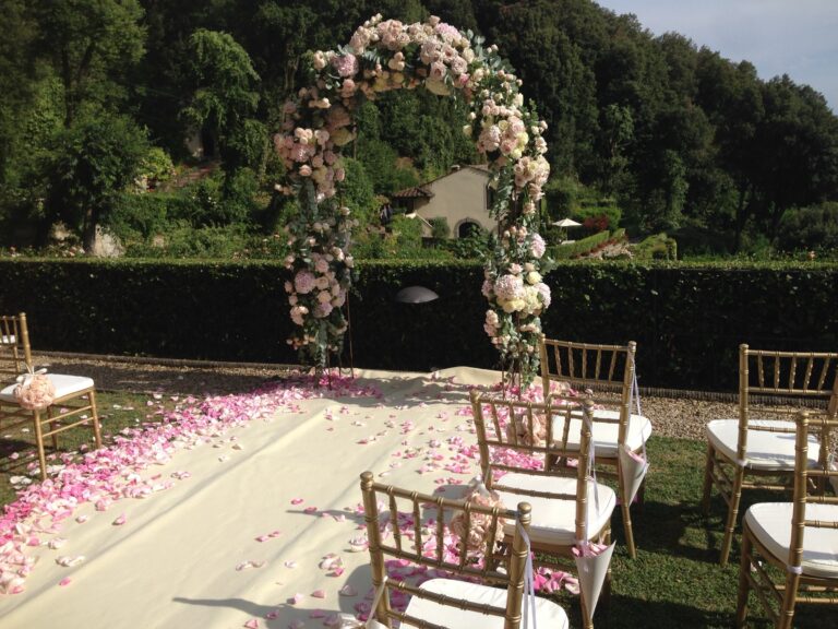 A rose and eucalyptus arch, Belmond Villa San Michele, Fiesole, Bottega dei fiori