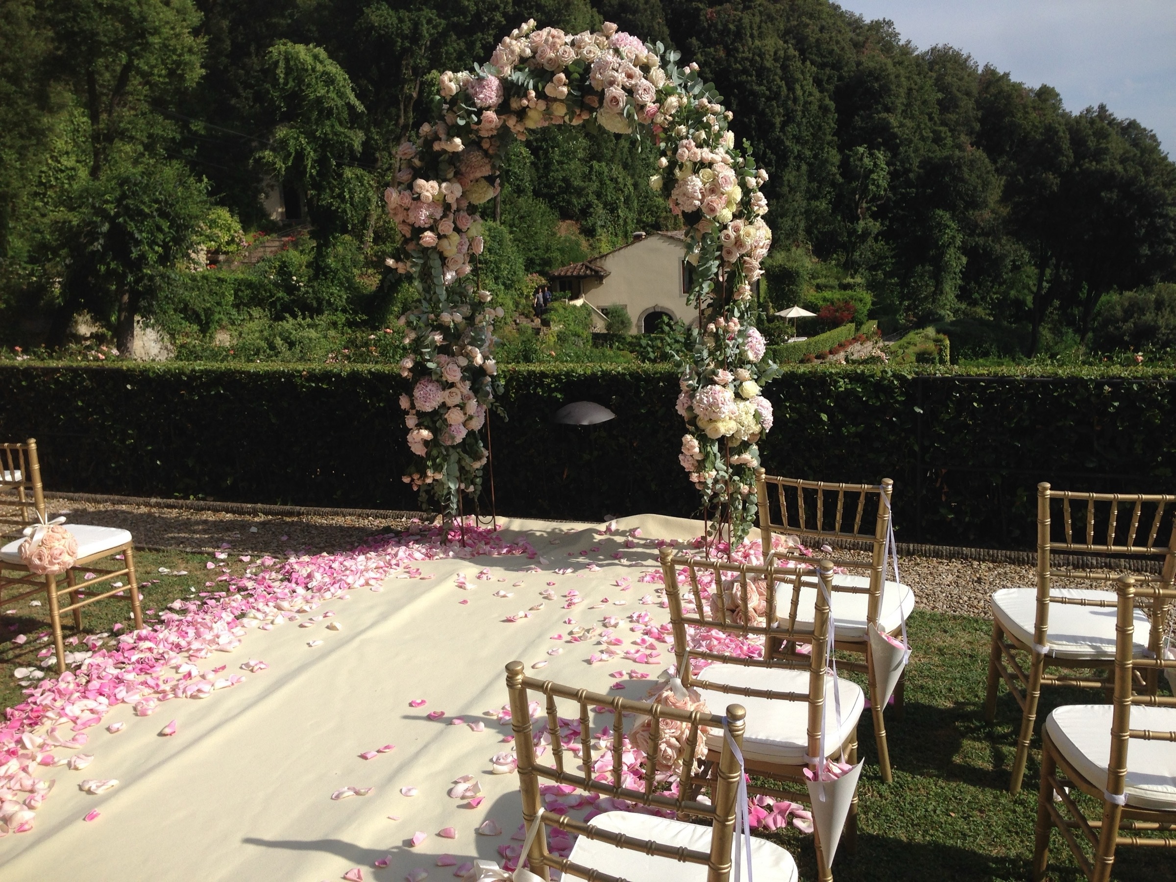 A rose and eucalyptus arch, Belmond Villa San Michele, Fiesole, Bottega dei fiori
