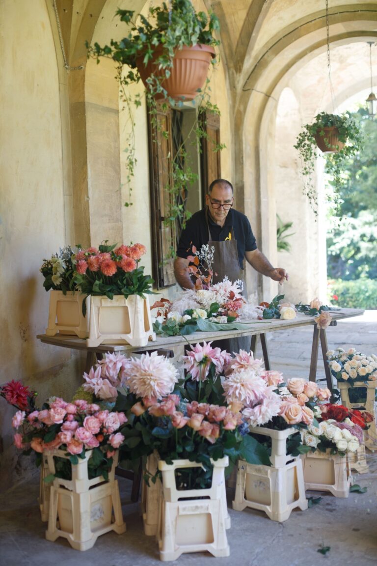 Ezio De Angelis at work in the workshop, Bottega dei fiori