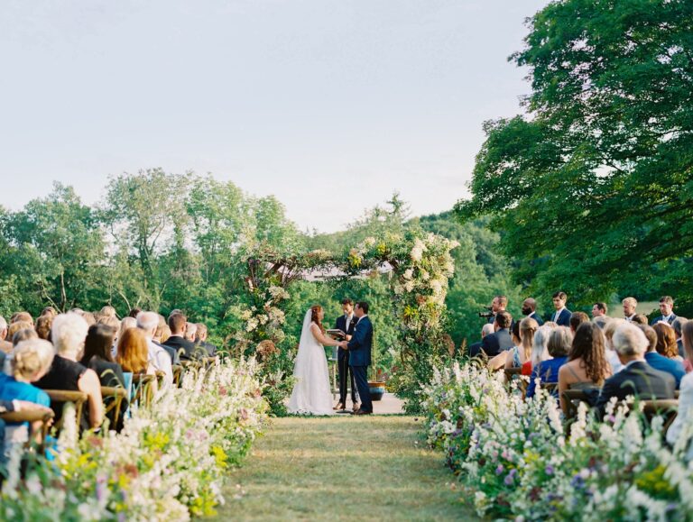 Garden ceremony with a floral chuppah, Hudson Valley, Brilliant Event Planning