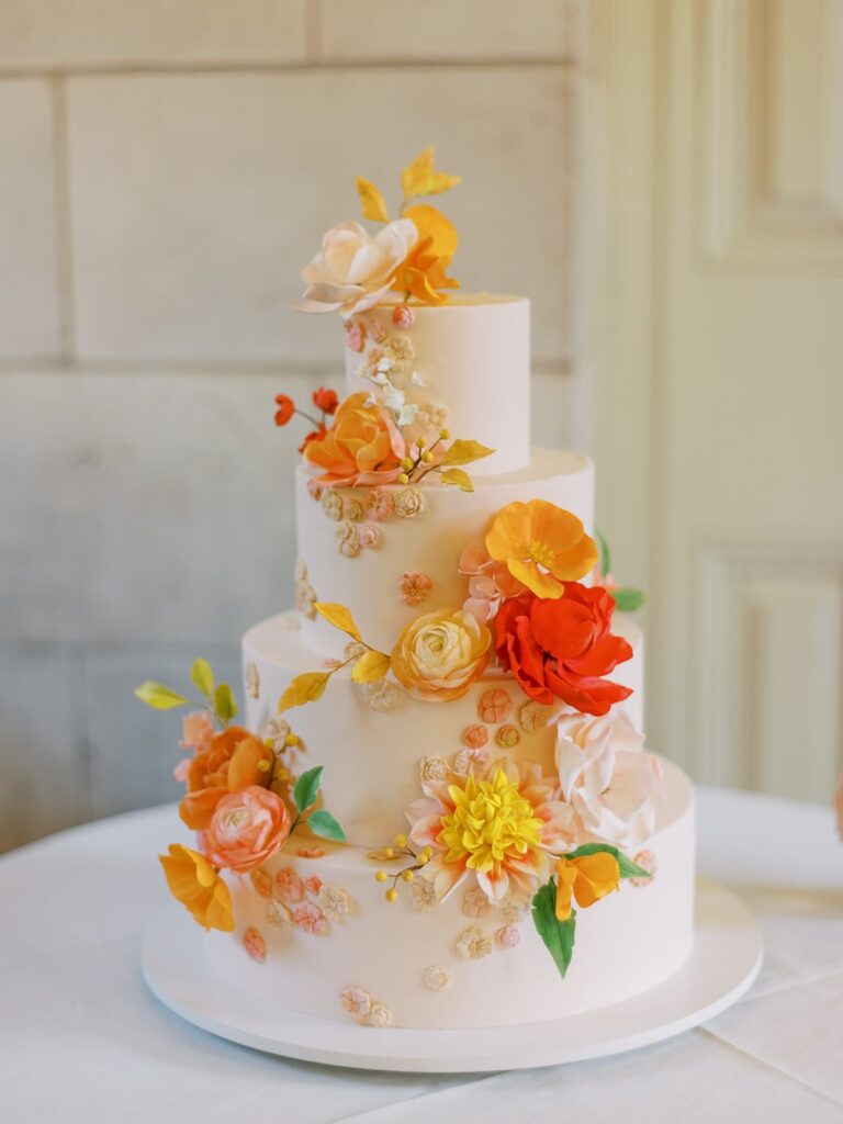 Wedding cake with sugar flowers, Brooklyn, Brilliant Event Planning