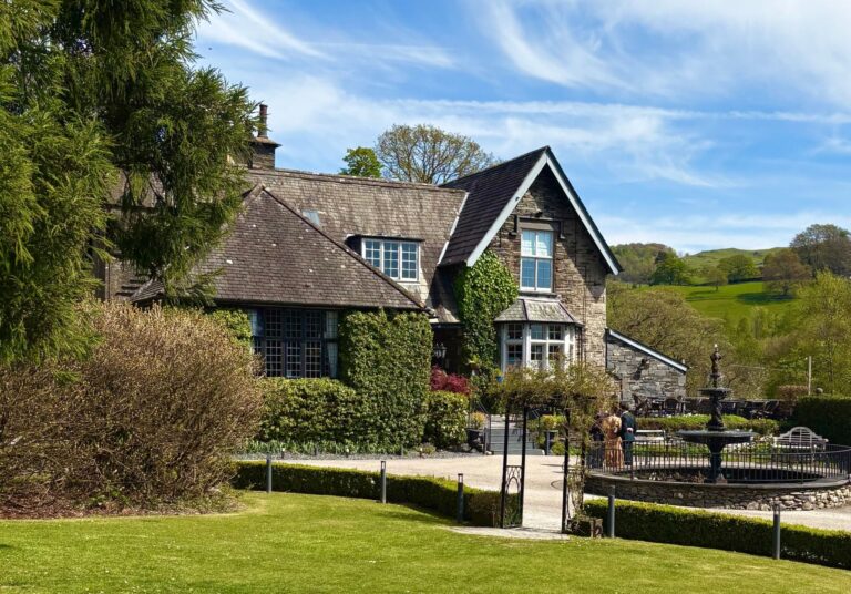 The house and lawn on a bright day, Broadoaks Country House