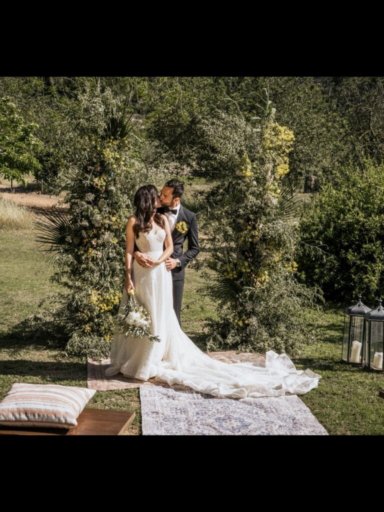 A bride in the gardens at Can Lluc, Can Lluc Boutique Country Hotel