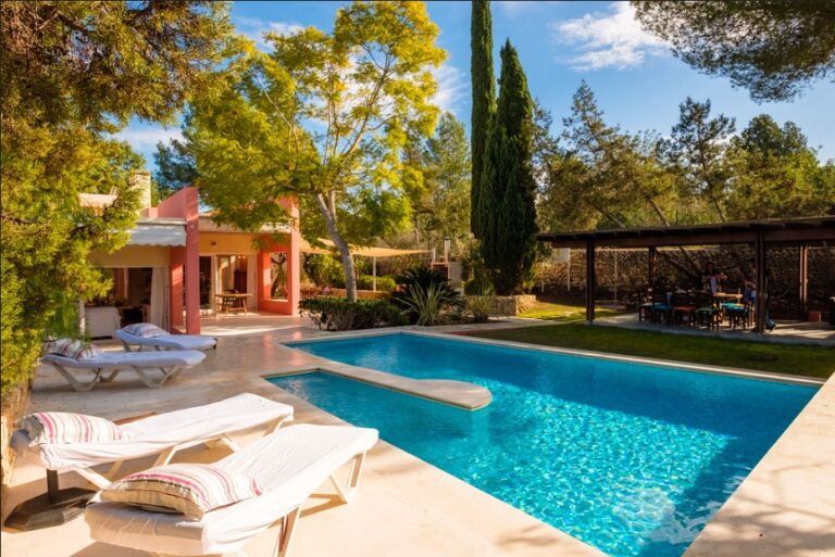 A private pool beside a villa, Can Lluc Hotel