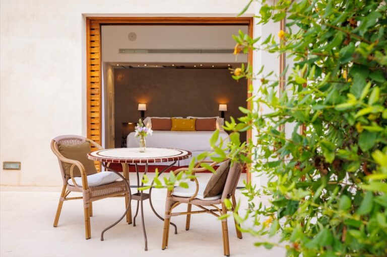 A bedroom with a terrace, Can Lluc Hotel