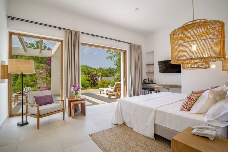A garden suite bedroom, Can Lluc Hotel