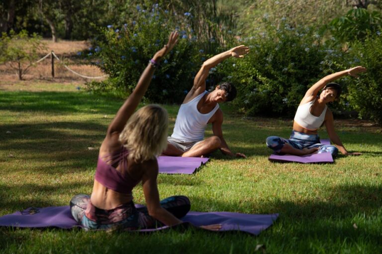 Yoga on the lawn, Can Lluc Hotel