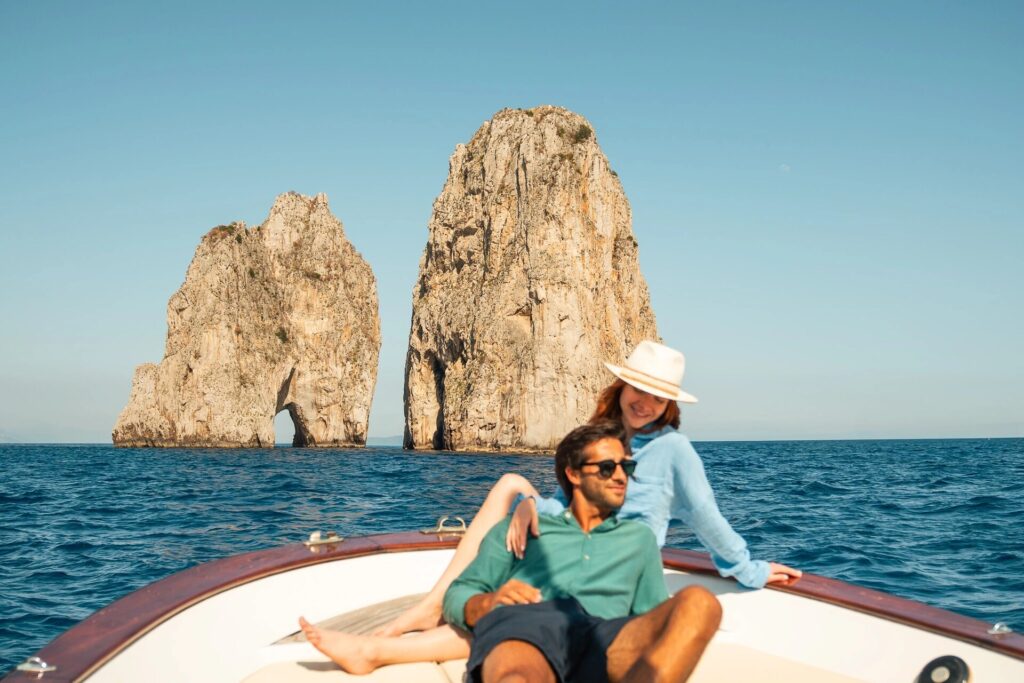 Capri's Faraglioni rocks seen from a boat, Capri Palace Jumeirah