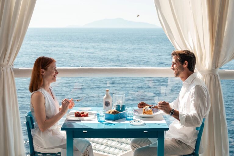 Breakfast served on a sea view balcony, Capri Palace Jumeirah
