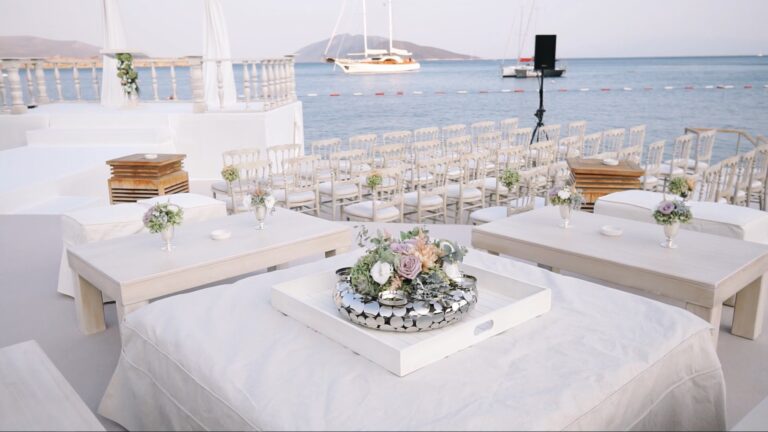 Ceremony seating on the pier, Caresse, a Luxury Collection Resort and Spa, Bodrum