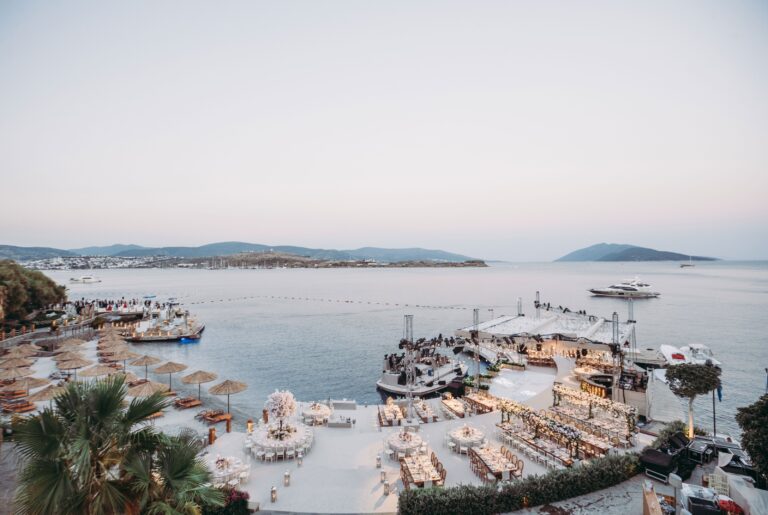 Aerial view of an event set on the pier, Caresse, a Luxury Collection Resort and Spa, Bodrum