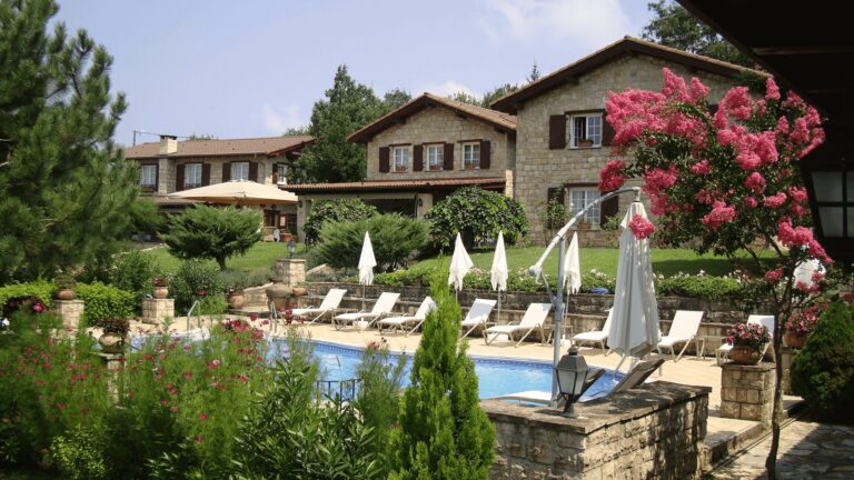 The main house and pool terrace seen from the garden, Casa Lavanda