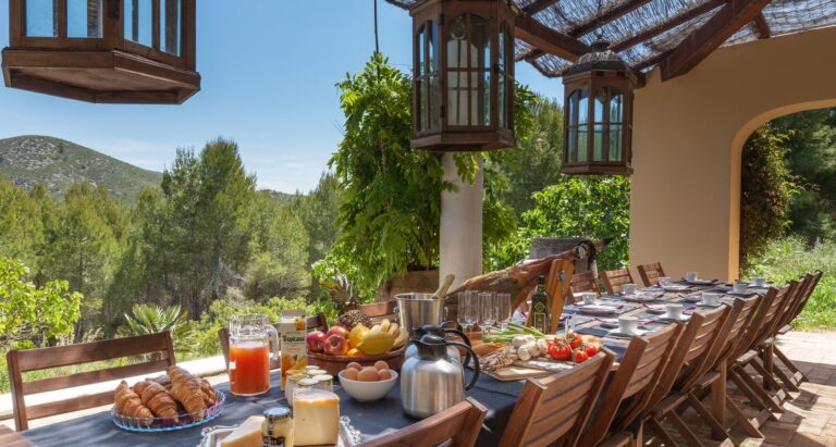 The pool and the gardens, from above, Casa Nova Estate