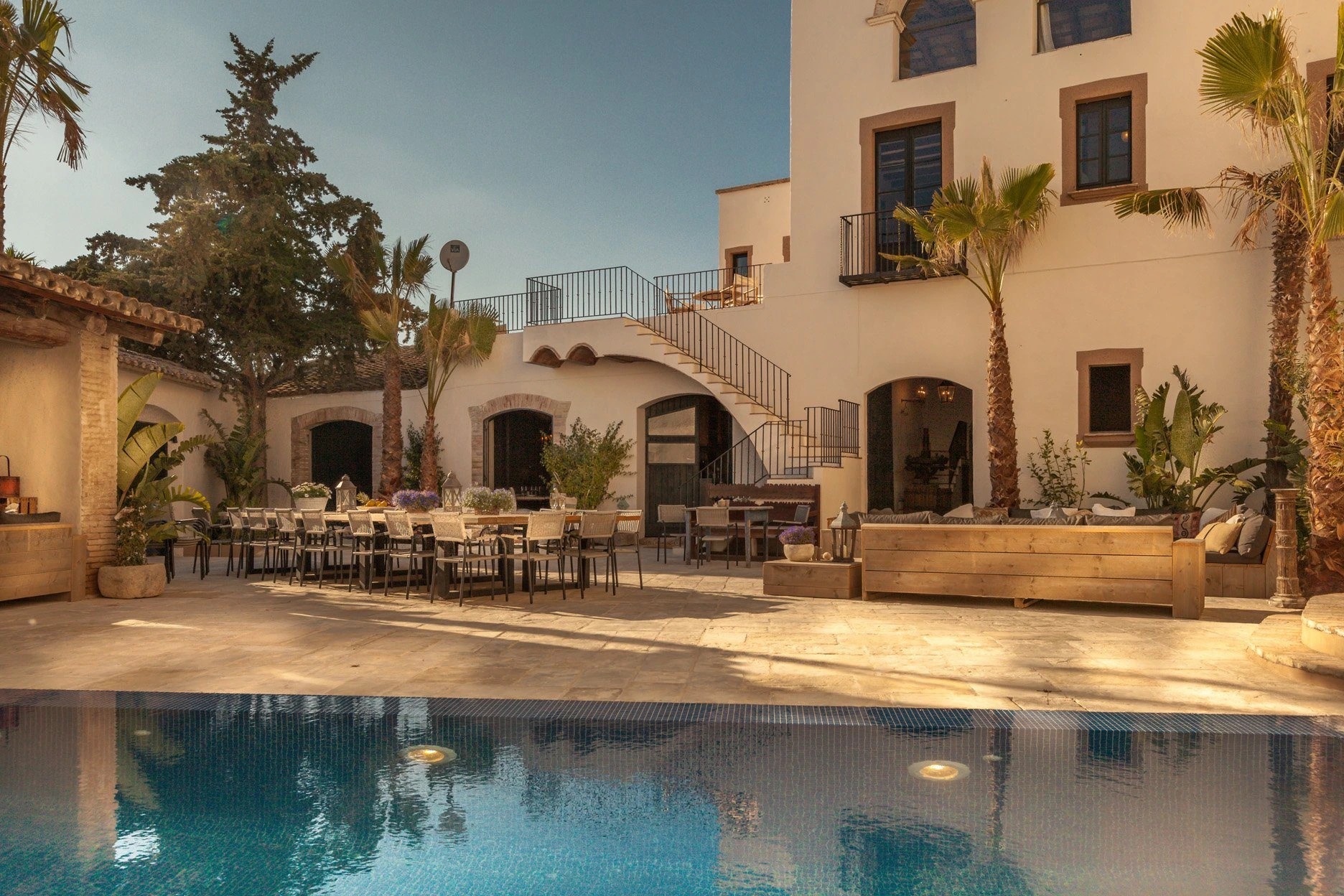The masia and the palms, in the Garraf Natural Park, Casa Nova Estate