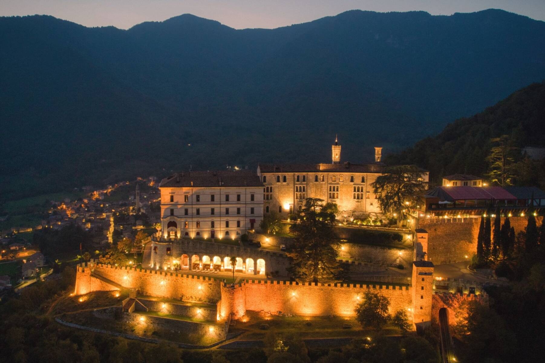 The castle lit at night, Castel Brando