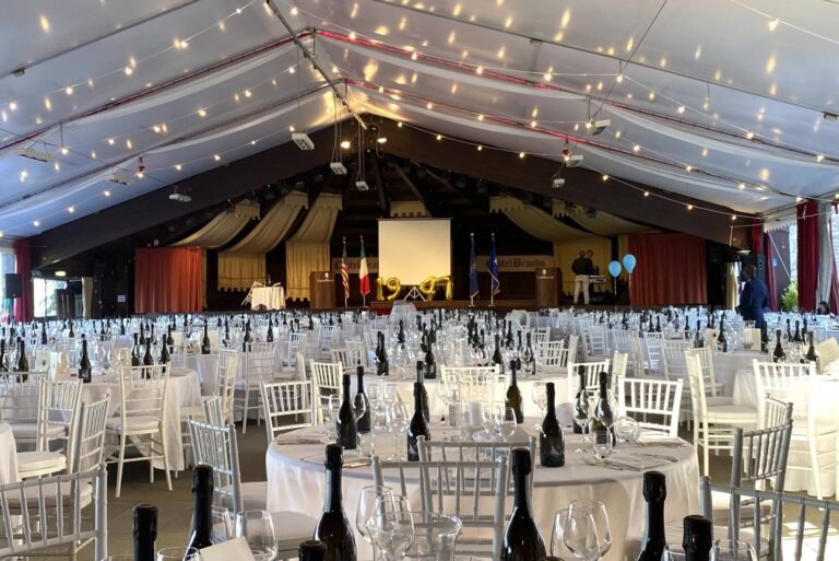 The marquee set for a banquet, Castel Brando