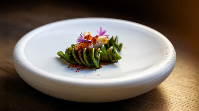 A plated starter from the kitchen, Castel Monastero
