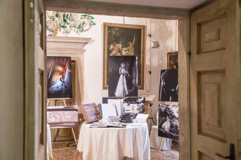 The castle interior with wedding portraits, Castello Bevilacqua