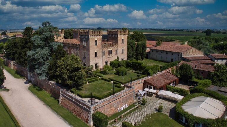 Castello Bevilacqua from the air, Veneto, Castello Bevilacqua
