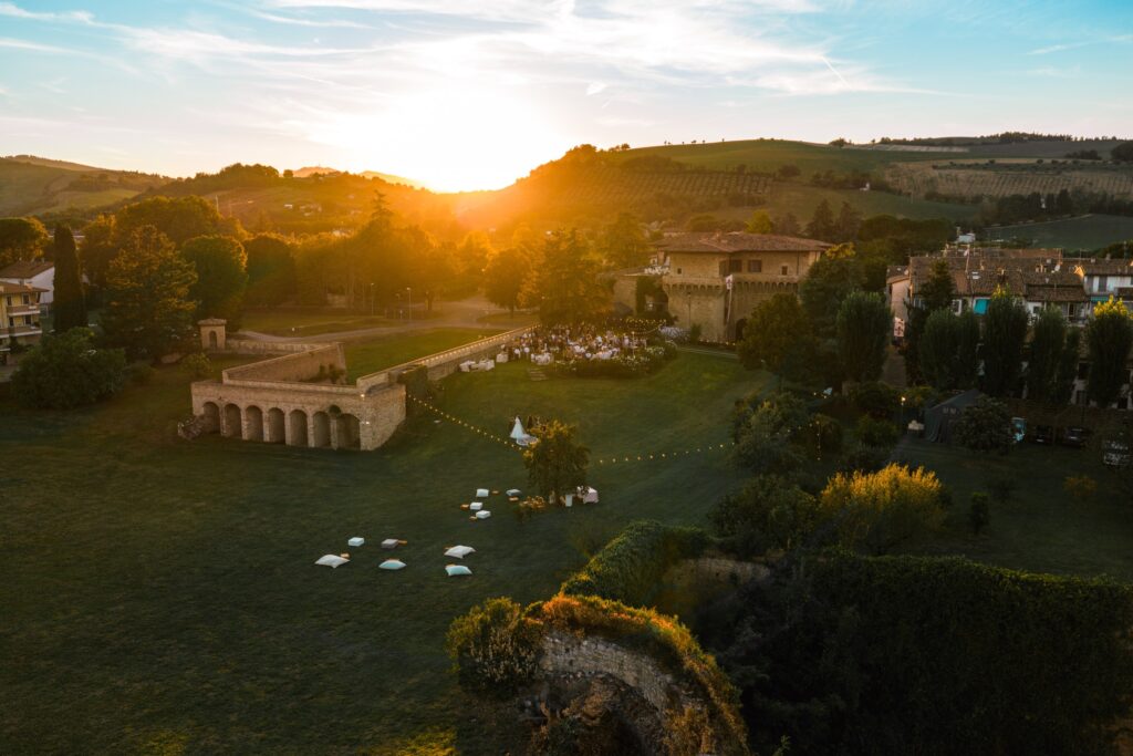 Sunset over the park and the castle, Castello del Capitano delle Artiglierie