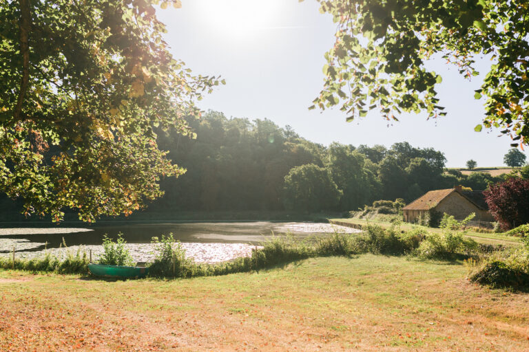 Parkland and pond in late light, Château de Chéronne
