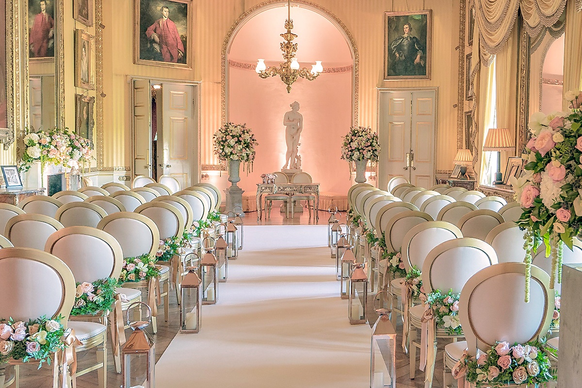 The ceremony aisle for a Sarah Haywood wedding, Chantal Flores Design
