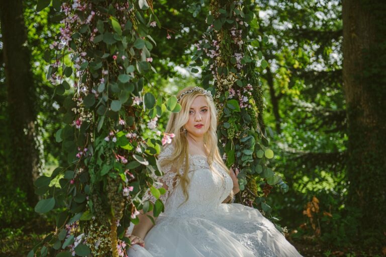 A bride among the garden greenery, Chateau Challain
