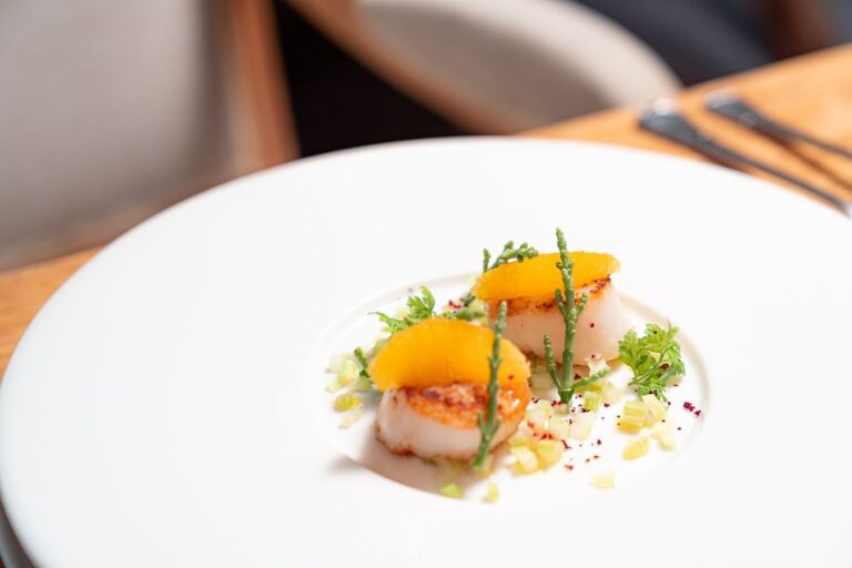 A plated starter from the Piano Nobile kitchen, Chateau Mcely