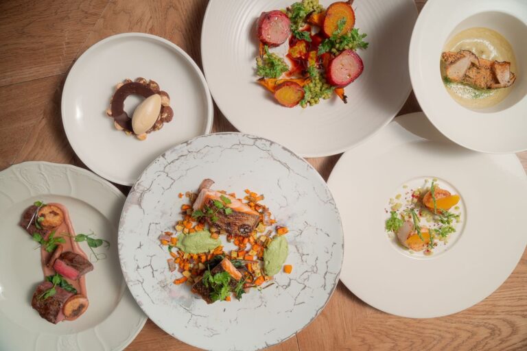 A selection of seasonal dishes from the restaurant, Chateau Mcely