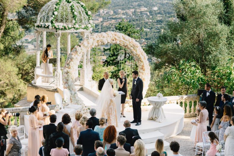 A wedding ceremony at the Temple of Love, Chateau Saint Georges