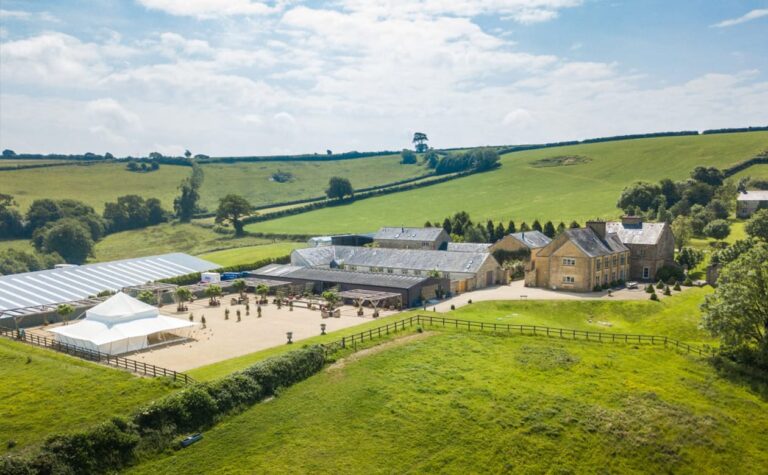 The estate and its marquee site in the Dorset hills, Chedington Grange