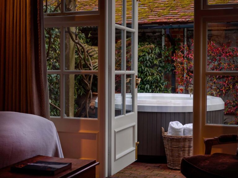 A suite with a private hot tub in autumn, Chewton Glen Hotel & Spa