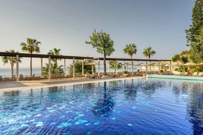 The east pool and sea beyond, Columbia Beach Resort