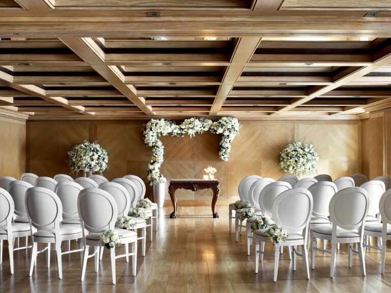 Wedding ceremony set up in the Maple Room, The Connaught